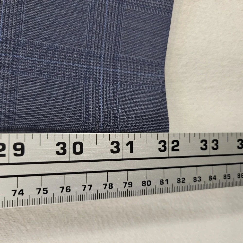 J.Crew Thompson Dress Pants Men 38x32 Blue Plaid Tapered Wool Blend Trouser